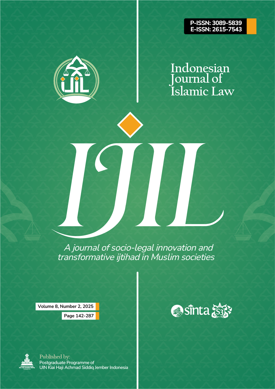 					View Vol. 8 No. 2 (2025): Indonesian Journal of Islamic Law
				